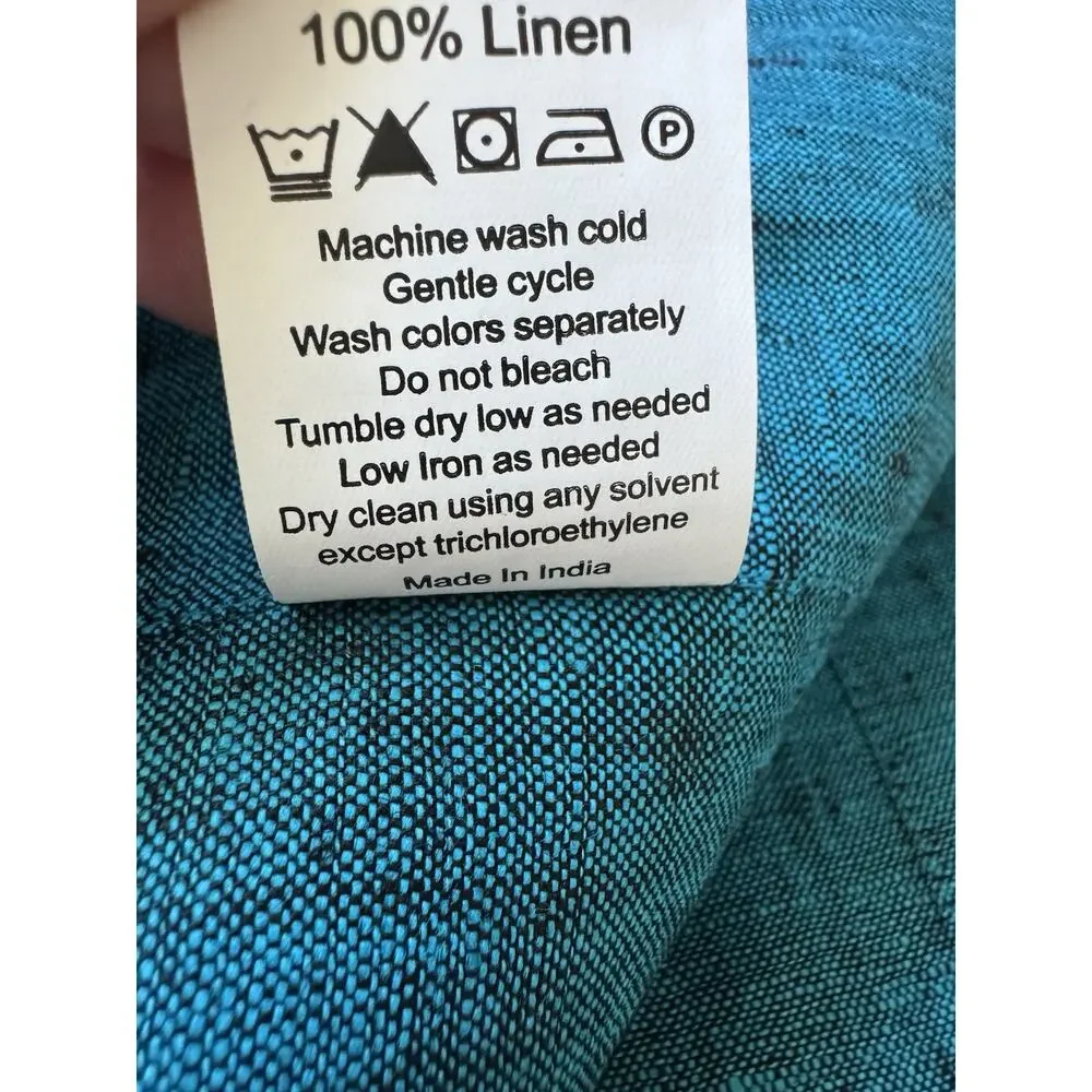 60x90 100% Pure Linen Tablecloth Teal Blue Machine Washable Solino Home